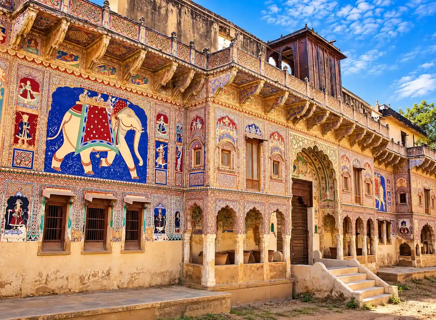 Ornate Rajasthani Haveli with Elephant Frescoes (1)