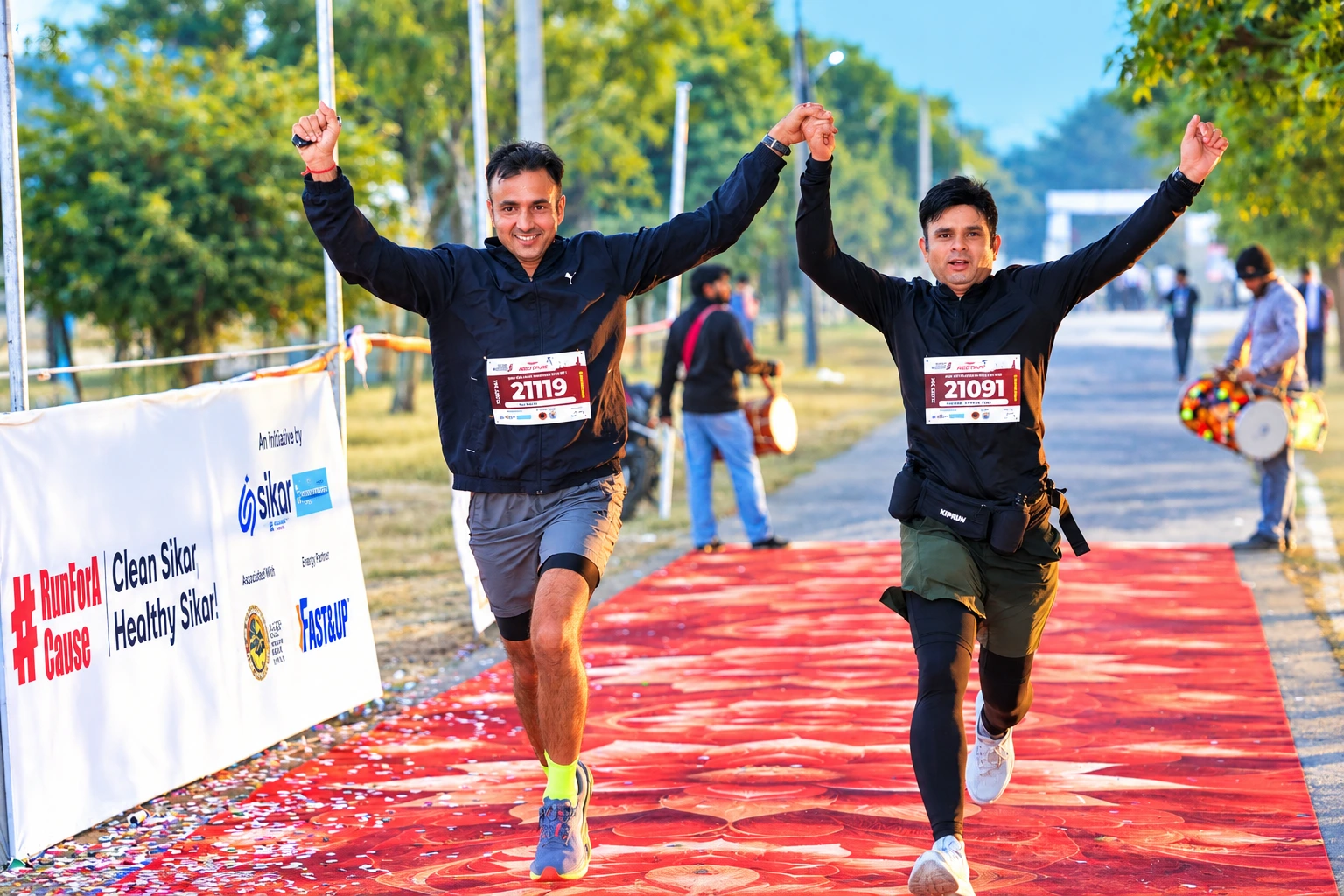 Triumphant Finish Line Celebration